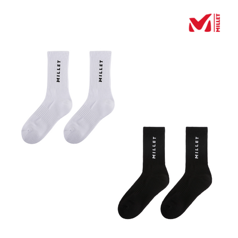 밀레 S/S 남자 여자 캐쥬얼하면서 깔끔한 스타일의 등산 양말, L, 블랙