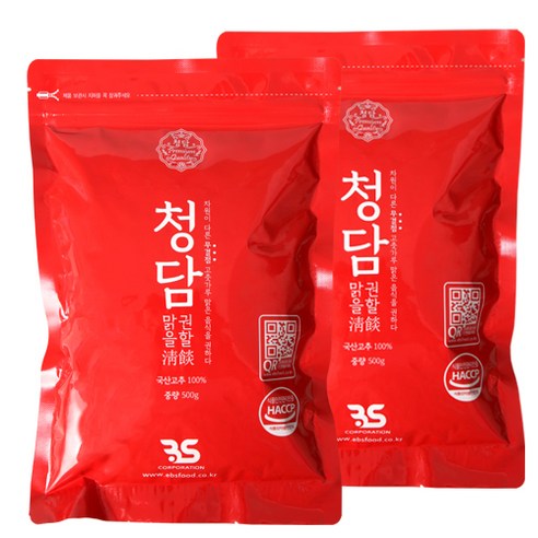 청담 고춧가루 일반매운맛 중간굵기, 500g, 2개