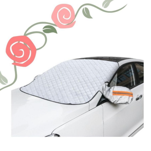 나나봉봉 자동차 앞유리 풀커버 햇빛가리개 – 블랙&실버, 성에방지 고정 커버, 차량용 햇빛차단 1개 자동차앞유리커버