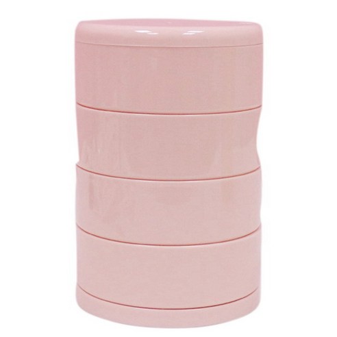 Deoxygene 4 레이어 회전식 보관 상자 화장품 디스플레이 컨테이너 케이스 귀걸이 목걸이 소녀 보석 핑크, 1개, 분홍