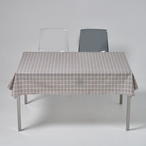 룰루홈 pvc 방수 식탁보, 격자그레이, 138x180cm