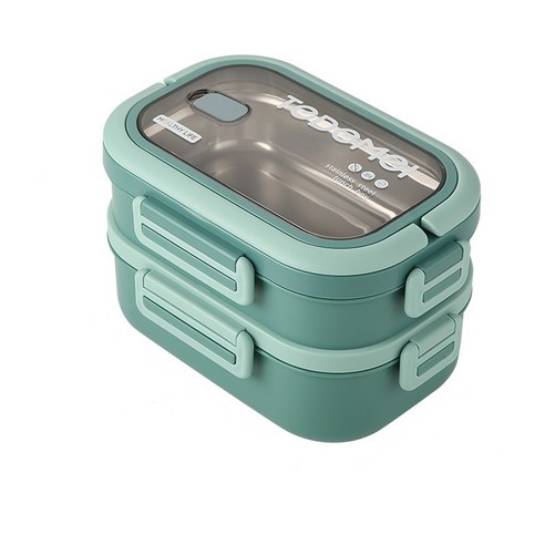 스텐 사각보온도시락 샐러드 일본도시락통 2단 3단, Green, 1개