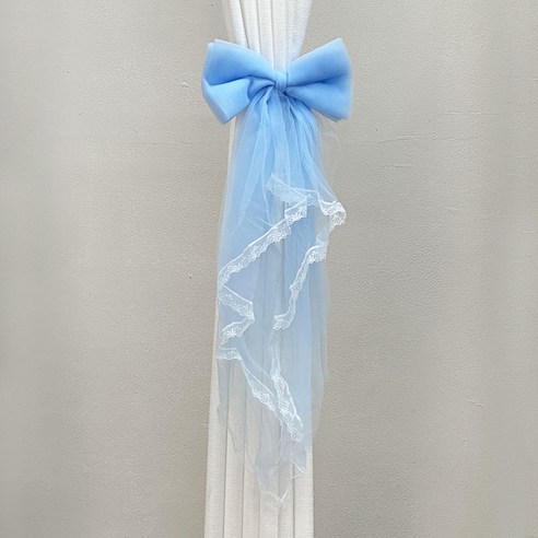 루비코코 레이스 프릴 리본 커튼타이백 20 x 60 cm, 스카이 블루 싱글, 1개