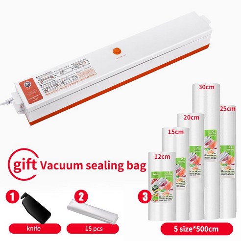 [XIG] 진공 포장기 Sous Vide Vacuum Sealer 220V/110V 식품 저장을위한 새로운 식품 포장기 진공 포장용 진공 봉투, orang-5rolls_우크라이나