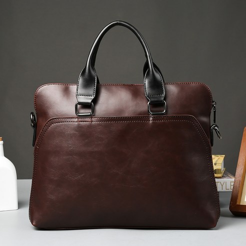 YANG 새로운 한국어 스타일 서류 가방 레트로 남자 숄더 가방 비즈니스 캐주얼 핸드백 간단한 도시 통근 컴퓨터 가방