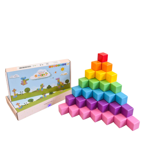 벨베이비 영유아 자석블럭 빅사이즈 35mm, 레인보우, 2세트