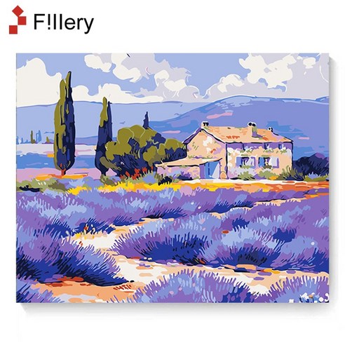 FiIIery DIY 명화그리기 해바라기그림 풍경화 꽃 유화 세트 40 x 50cm, 98-보리밭의 명주나무, 1개