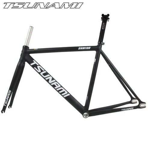 자전거프레임 카본 로드 프레임 2022 쓰나미 SNM100 고정 기어 자전거 프레임 세트 49cm 52cm 알루미늄 레, 16 black seatpost_03 55cm, 1개