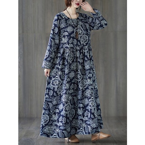 2023 하라주쿠 스타일 원피스 코튼 린넨 빈티지 꽃 드레스 봄 긴