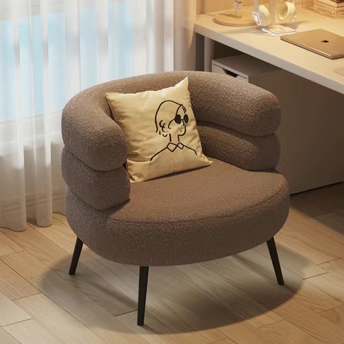 YISOKO램스울 슬립 소파 의자 거실 침실 1인용 소파 화장 의자, 1개, 옐로우