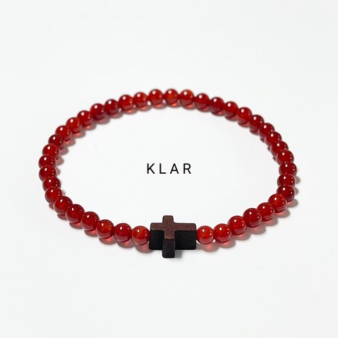 클라(KLAR) 천연 자마노(Sard) 샤벨 십자가 팔찌: 신앙과 스타일의 완벽한 조화