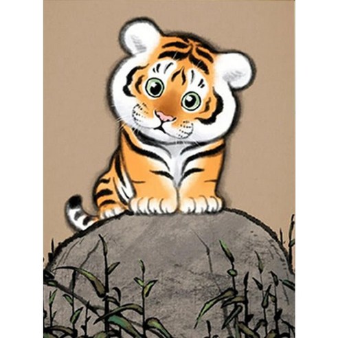 DIY 보석십자수 호랑이 동물 캐릭터 구슬 비즈 집순이 큐빅취미 DIY패키지, V-1, 40*50cm