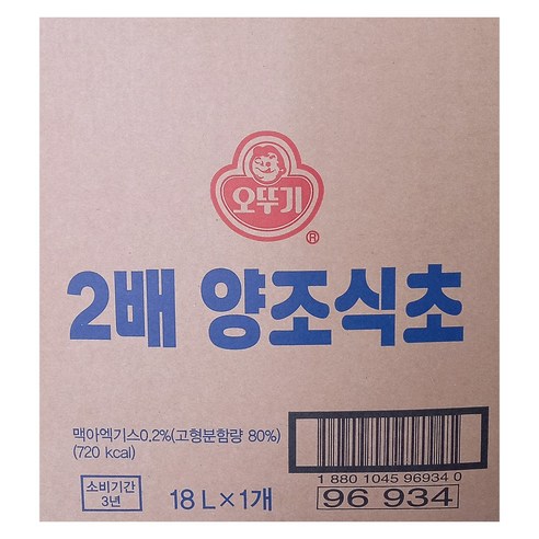 오뚜기 양조식초 18L 리터, 1개 3배양조식초