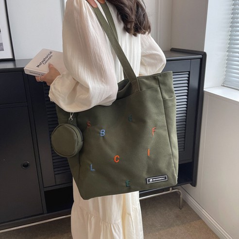 오루아 쇼퍼백 캔버스 천 에코백 여성 대학생 직장인 보부상 가방