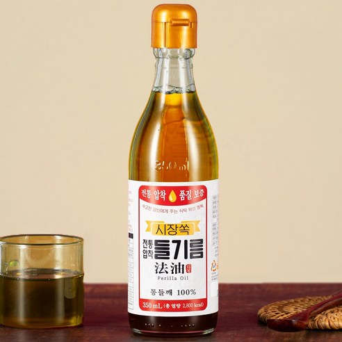 시장쏙 전통압착 들기름 350ml 1개