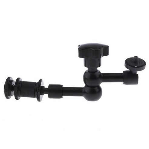 7 "매직 암 1/4" 카메라 DV LCD 모니터 용 핫슈 마운트 홀더 LED 라이트, 18.5x6cm, 블랙, 합금
