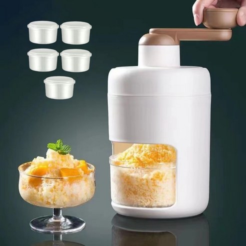가정용 휴대용 캠핑용 눈꽃 빙수기 수동 얼음 가는 가정용빙수기계 팥빙수기계눈꽃 세트, 빙수기 +5개 틀