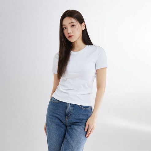 스파오 코튼스판 세미 크롭 반팔티셔츠 SPRWE25G19 스파오바람막이 Best Top5