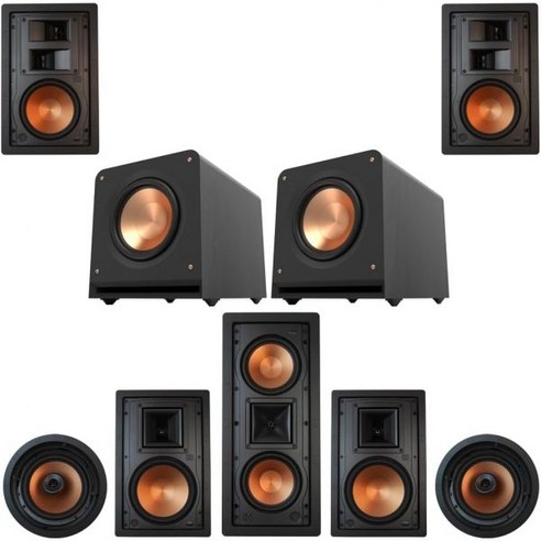 Klipsch 7.2 in-Wall System with 2 R-5800W II 1 R-5502W CDT-5800C R-5650S RP-1200SW, Klipsch 7.2 in-Wall System wit