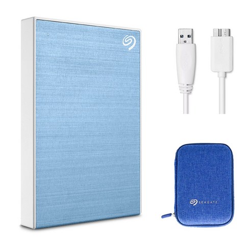 씨게이트 ONE TOUCH HDD 외장하드 + 파우치, 라이트블루, 2TB