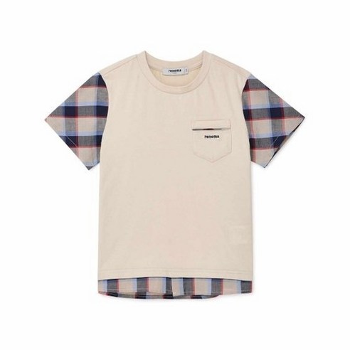 [레노마키즈]남아체크배색 티셔츠 베이지(R2221T117_05)