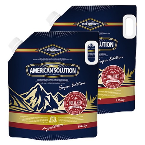 아메리칸솔루션 벤토나이트 벤토모래 아메솔 먼지없는 고양이모래, 9.07kg, 2개