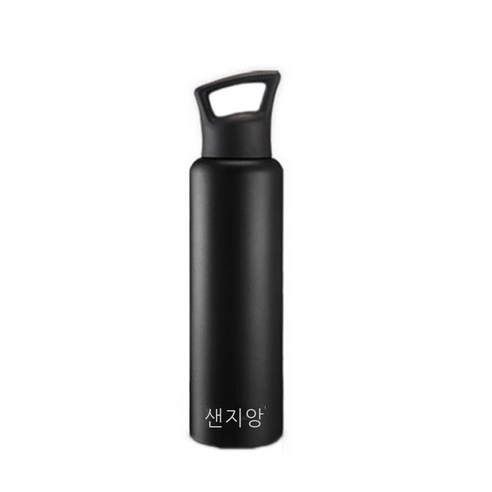 신형 304 스테인리스강 운동병 대용량 진공 보온컵 야외 휴대용 운동용 주전자 A54, 검정색, 480ML