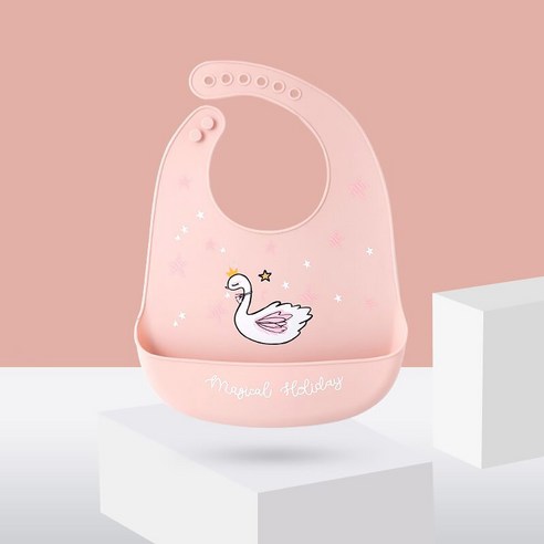 스타빈 큐트캐릭터 실리콘 턱받이, 백조, 1개, 1개