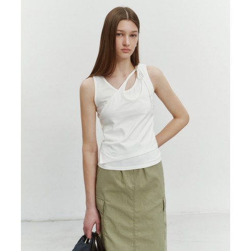 [매장정품] 던스트 DUNST LAYERED SLEEVELESS TOP 아이보리_UDTS4B230IV