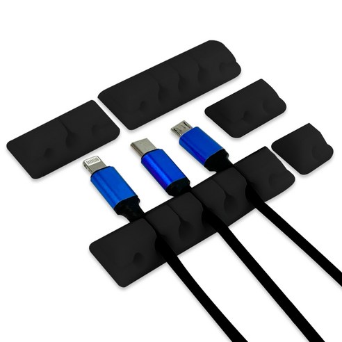 올인원 블록 케이블 선정리 홀더 5종 세트 충전선 USB 선꼬임 방지 부착 고정 홀, 2. 올인원블록 케이블 선정리홀더-블랙, 1세트