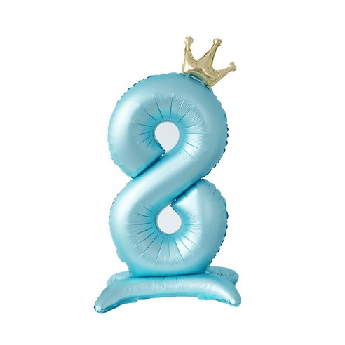 올리브파티 생일 스탠딩 왕관 은박 숫자 풍선 블루, 숫자8, 1개