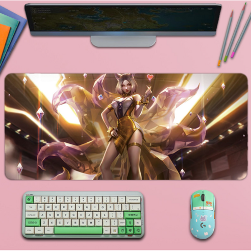 클라우드 마우스패드 장패드 롤 리그오브레전드 LOL 게이밍, 1개, 아리-KDA프레스티지