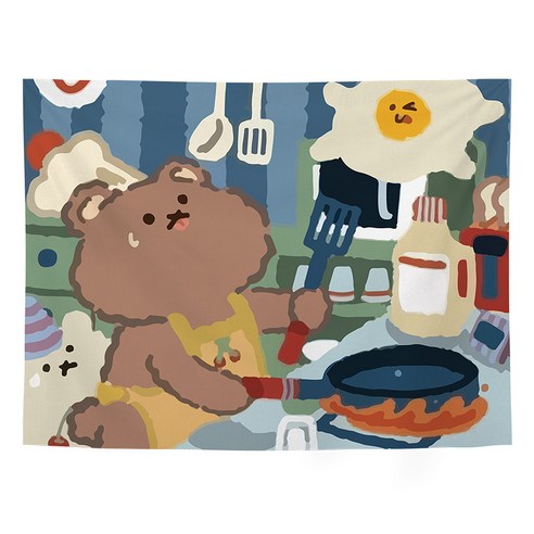 GU 배경 천으로 스타일 교수형 기숙사 혁신 인터넷 연예인 레이아웃 벽 헝겊 만화 곰 머리맡 장식 태피스트리, Gt5013, {"크기":"옵션3"}