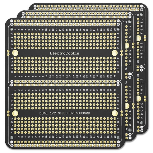 PCB기판 브레드보드형 만능기판 Dual Half Size 아두이노 및 개발용 97x 89mm 3팩, 블랙 3팩