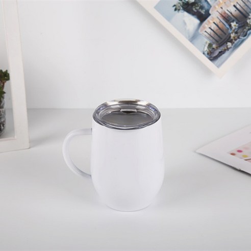 KORELAN 12oz 계란 껍질 컵 진공 보온 계란 컵 스테인리스강 커피 컵 손잡이, 백색, 101m1-500ml