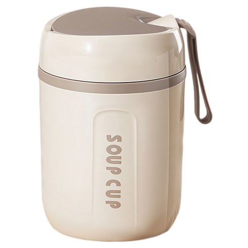 SHUNFA 수프 컵 보온 푸드자, 1개, 600ml, 베이지