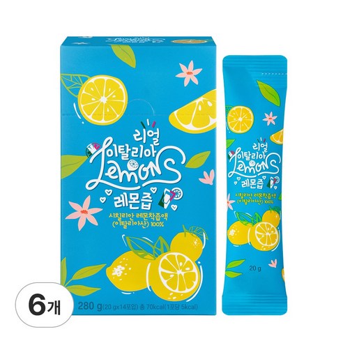 디핏 이탈리아산 리얼 레몬즙 레몬수 1일1레몬 NFC착즙 14포 6박스, 280g, 6개