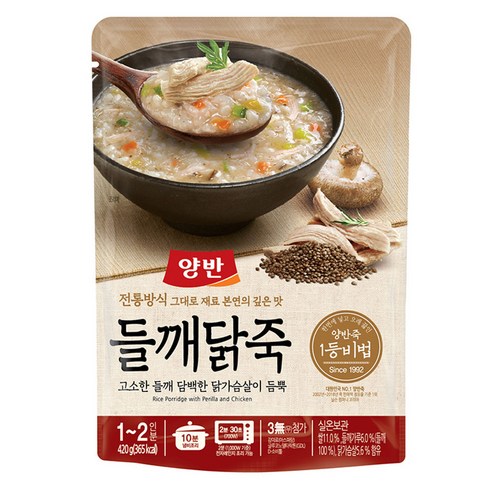 햇님마을 국산 100% 들깨가루, 100g, 1개 Best Top5 11 양반죽 들깨닭죽파우치 420g, 39개