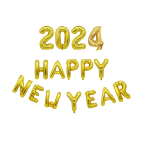 파티보그 2024 새해파티 해피뉴이어 헬로우 풍선, HappyNewYear, 1개, 골드