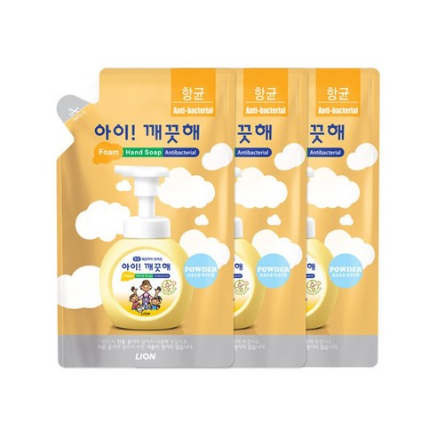 아이깨끗해 향균 폼 핸드솝 핸드워시 손세정제 순 리필 450ml, 3개