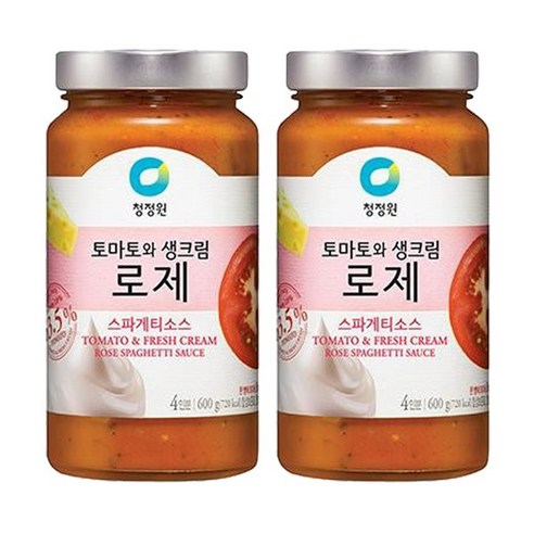 청정원 토마토와생크림 로제 스파게티소스, 600g, 2개