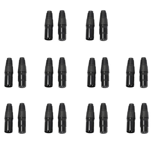 Ursmart XLR 암-수 플러그 3Pin 마이크 케이블 커넥터 3 핀 XLR 솔더, 설명, 블랙, 합금