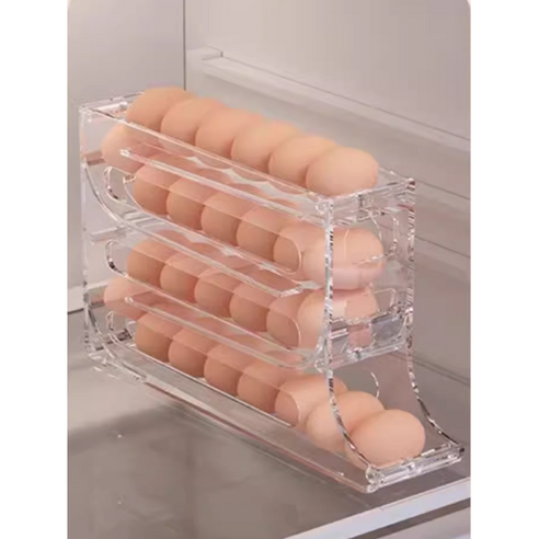 SLS 편리한 냉장고수납 슬라이드 계란보관함, 투명