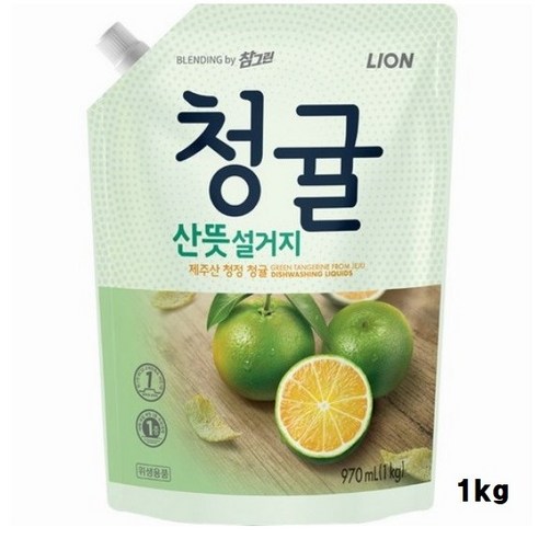 참그린 청귤 산뜻 설거지 주방세제 리필, 1kg, 1개