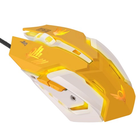 YJQ (에서 선박 us) USB 유선 광학 마우스 2400 인치 당 점 PC 노트북 데스크탑 컴퓨터 6 버튼 게임 마우스 OW DVA overwatch Dropshipping, Wired Yellow, 하나
