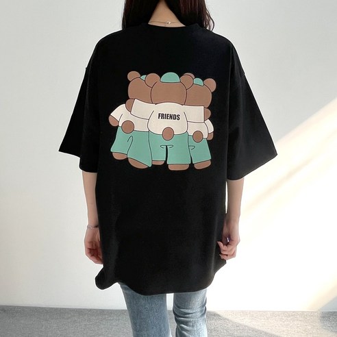 걸즈팩토리 여성용 곰세마리 데일리 반팔 티셔츠