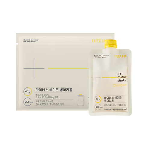 단백질쉐이크 페이퍼백 마이너스 쉐이크 병아리콩, 60g, 7개