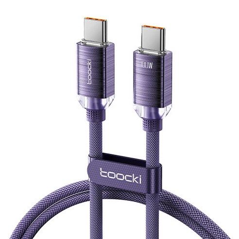 퍼플색 Toocki 100W C to C PD 초고속 충전 케이블 1m 1개 c타입케이블 퍼플색 Toocki 100W C to C PD 초고속 충전 케이블 1m 1개 c타입케이블