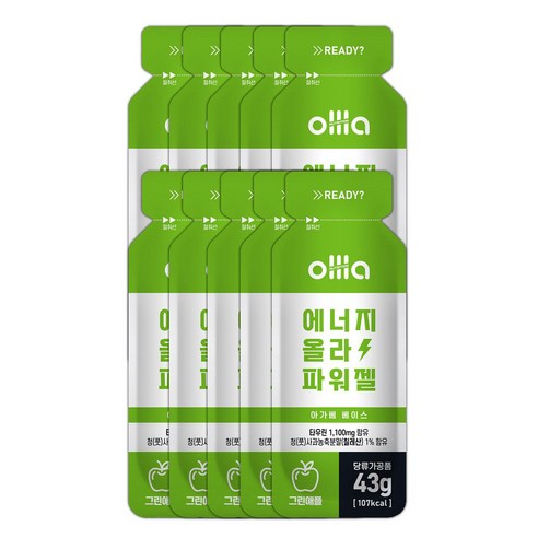 올라 아가베시럽 파워젤 10포, 10개, 그린애플, 43g