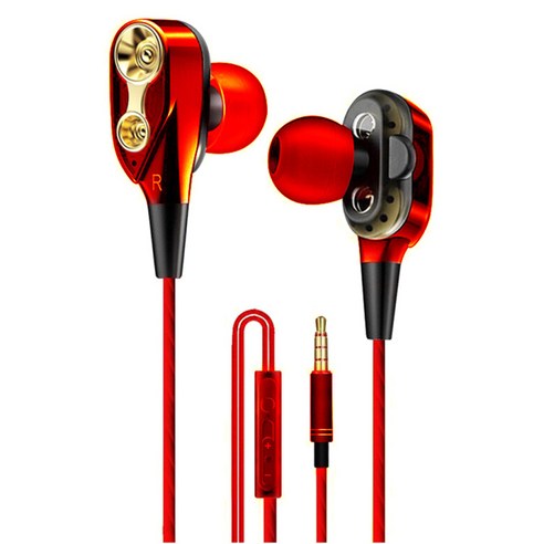 3.5mm AUX 잭 이어폰 스테레오 베이스 이어폰형 이어버드 헤드폰(마이크 포함) 및 휴대폰 태블릿 PC 노트북용 볼륨, 레드, 1.2m, 아크릴로 니트릴 부타디엔 스티렌 플라스틱